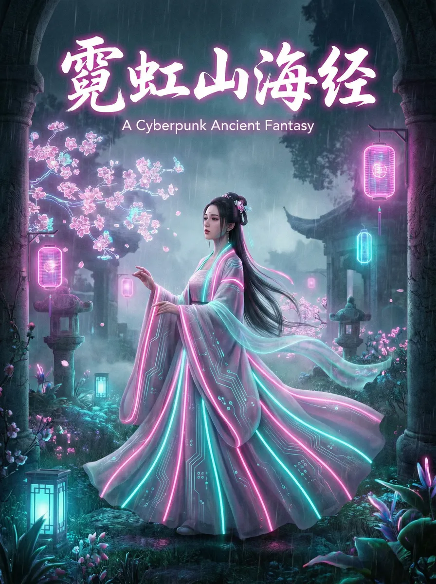 AI人脸替换鞠婧祎造梦视频 古风奇缘短剧 - 霓虹山海经海报